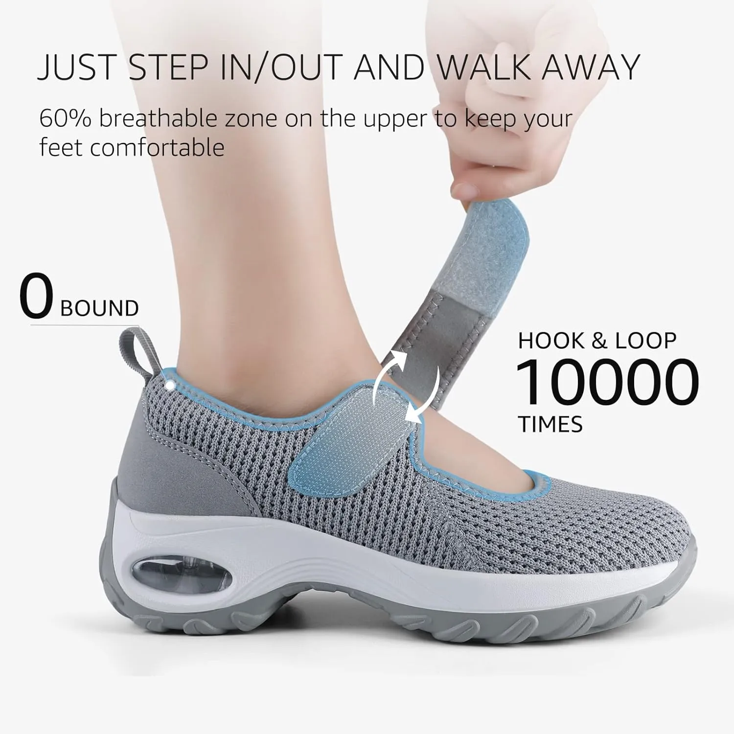 STQ Womens Walking Shoes Non Slip Orthopedic Shoes Adjustable Mary Jane Shoes
