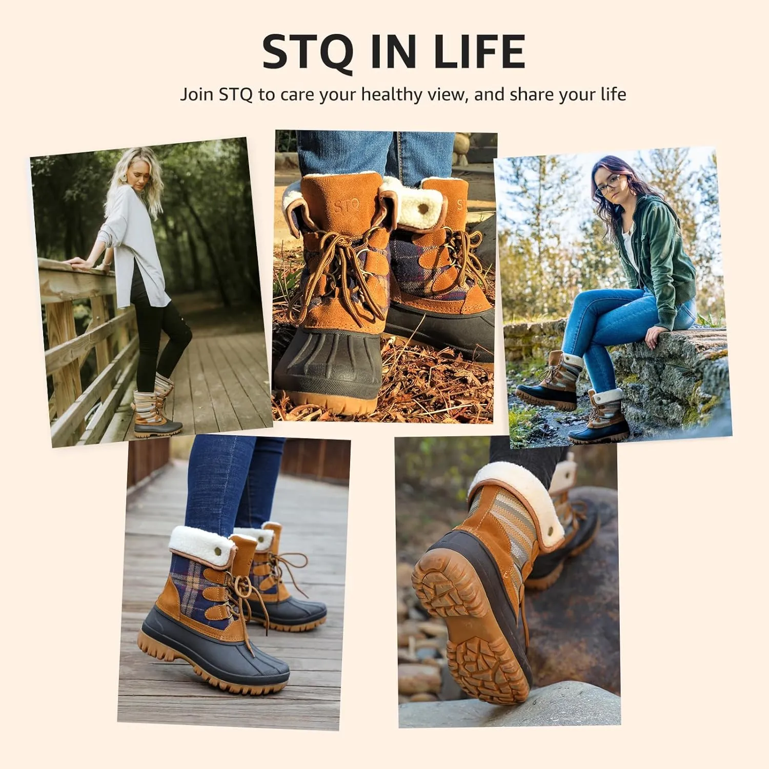 STQ Womens Winter Duck Boots Waterproof Cold Weather Snow Boots