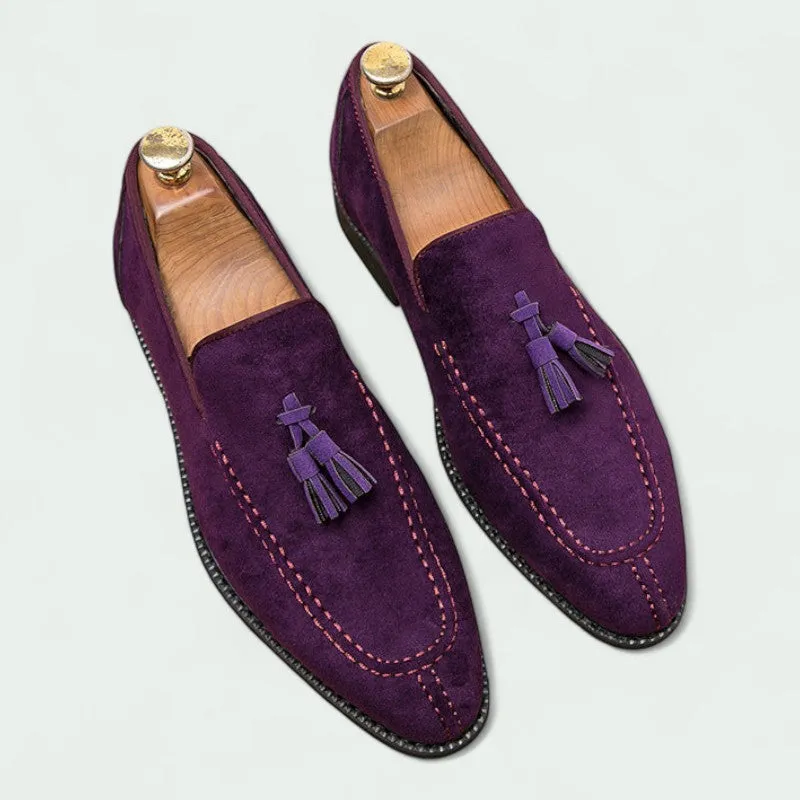 Strazoro | Suede loafers with Tassels and Stitched Detailing (Men)