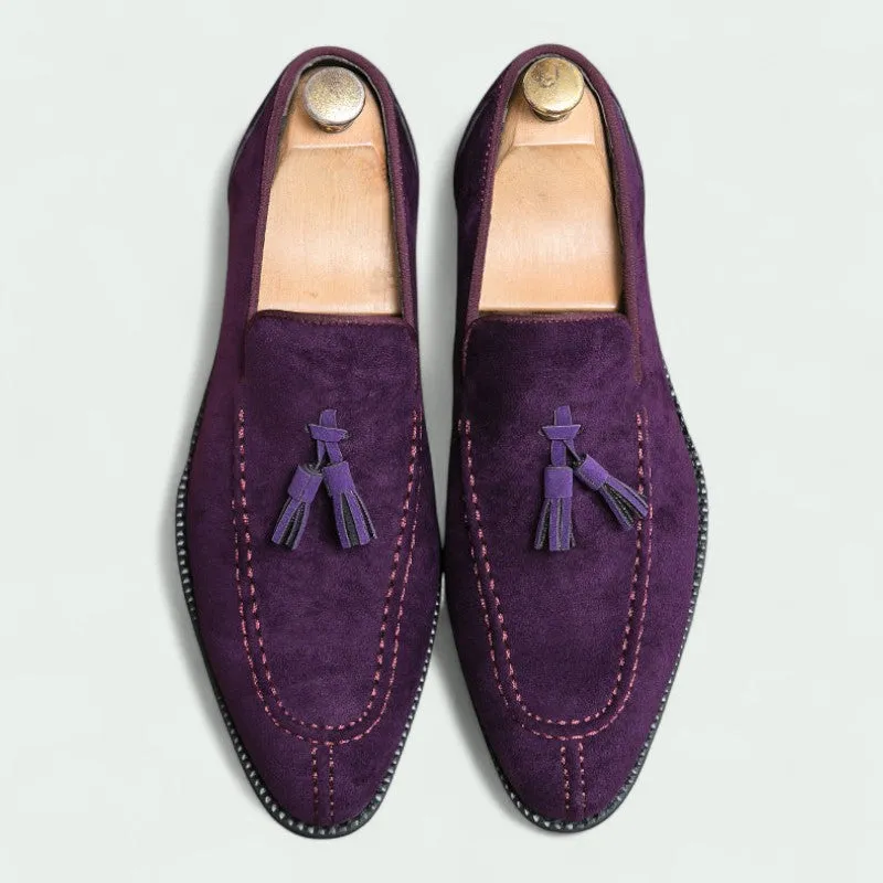Strazoro | Suede loafers with Tassels and Stitched Detailing (Men)