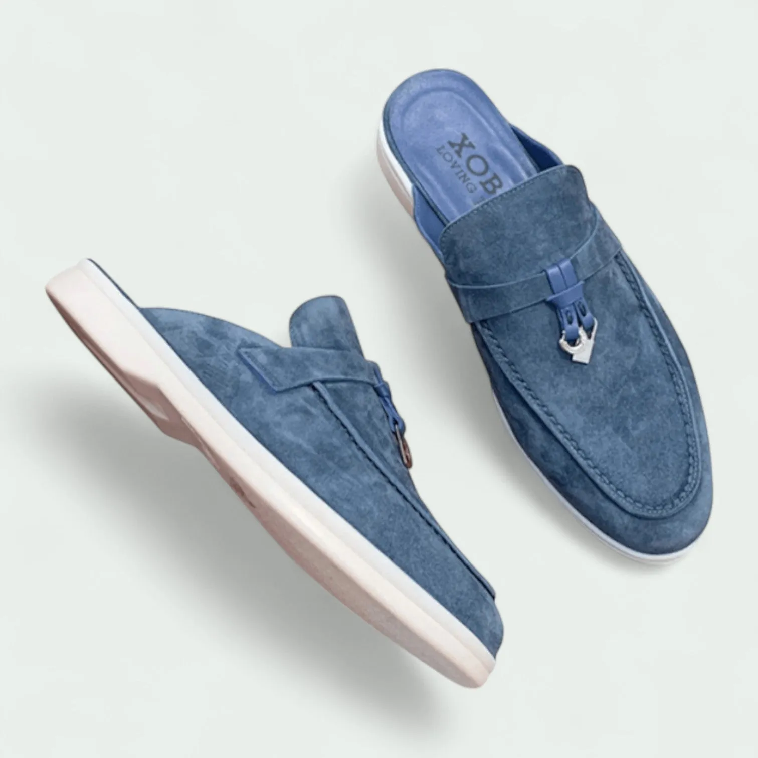 Strazoro | Women's Navy Suede Tassel Old Money Loafers – Elegant & Comfortable