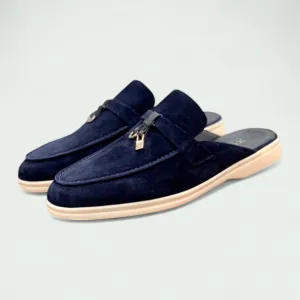 Strazoro | Women's Navy Suede Tassel Old Money Loafers – Elegant & Comfortable