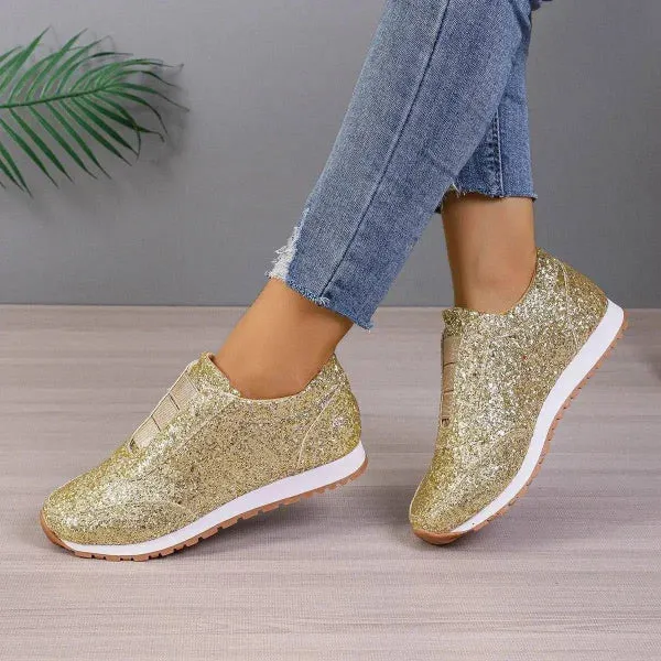 Stylish Touch Sequined Flats for Fashionable Slip-On Casual Wear