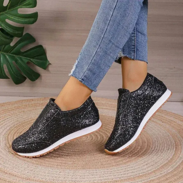 Stylish Touch Sequined Flats for Fashionable Slip-On Casual Wear