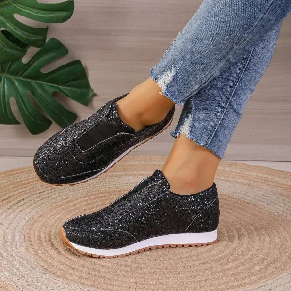 Stylish Touch Sequined Flats for Fashionable Slip-On Casual Wear
