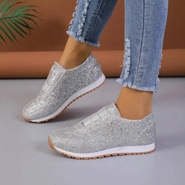 Stylish Touch Sequined Flats for Fashionable Slip-On Casual Wear