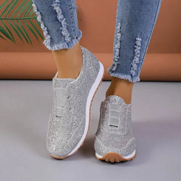 Stylish Touch Sequined Flats for Fashionable Slip-On Casual Wear
