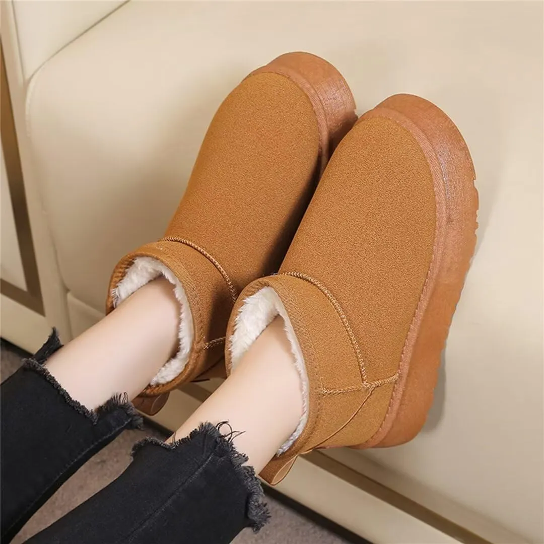 Suede Mini Boots for Women Platform Suede Winter Ankle Snow Boots with Fur Lined Anti-Slip Fuzzy Classic Shoes