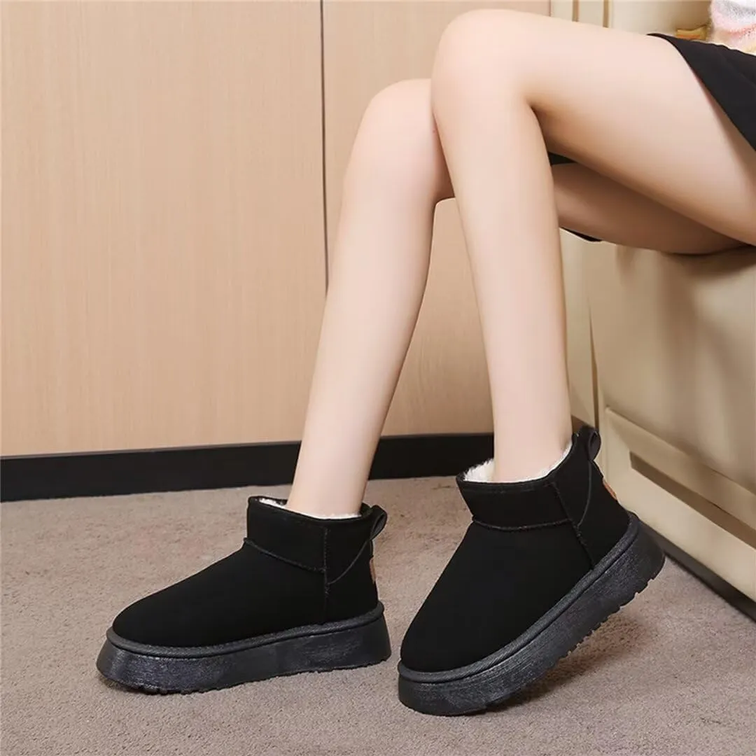 Suede Mini Boots for Women Platform Suede Winter Ankle Snow Boots with Fur Lined Anti-Slip Fuzzy Classic Shoes
