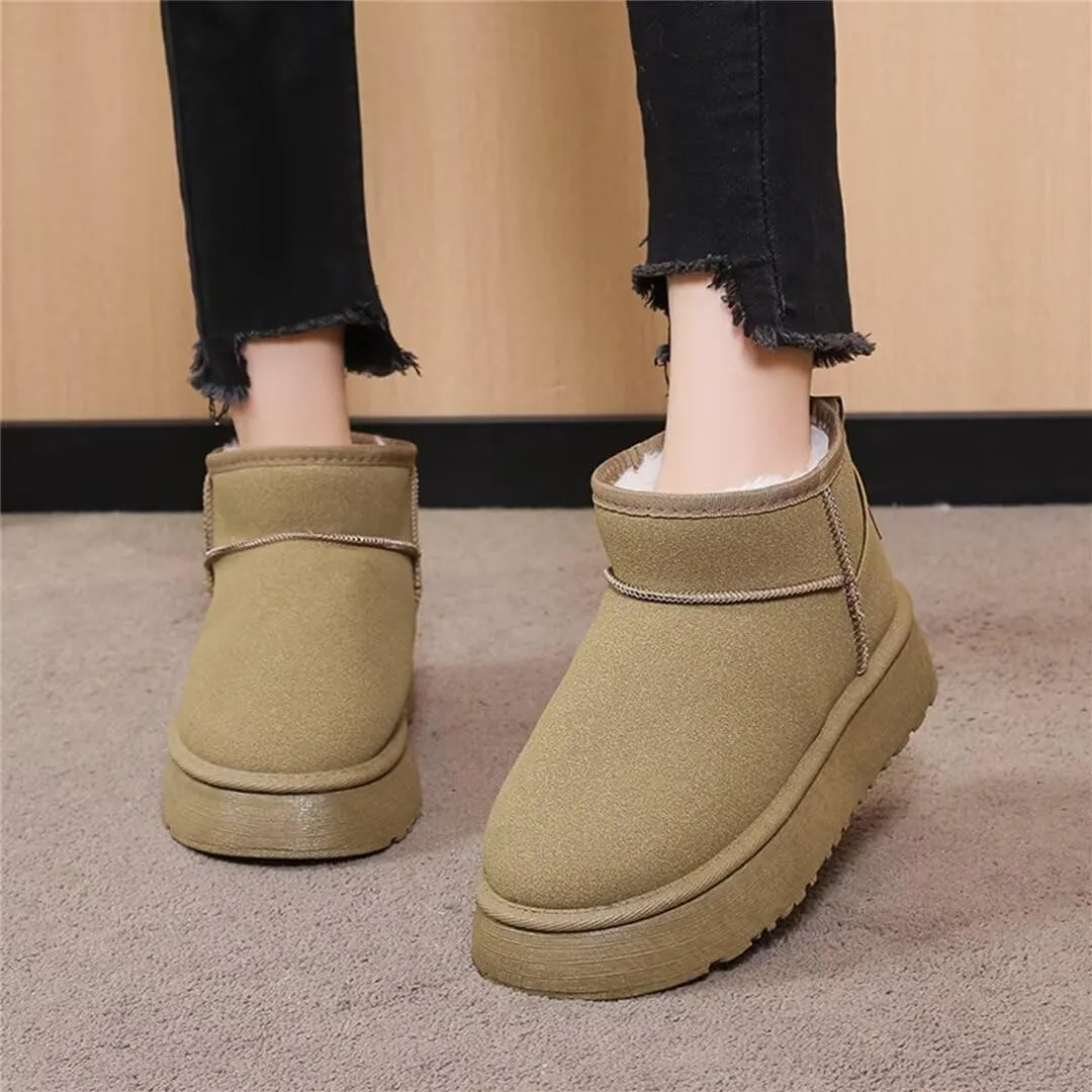 Suede Mini Boots for Women Platform Suede Winter Ankle Snow Boots with Fur Lined Anti-Slip Fuzzy Classic Shoes
