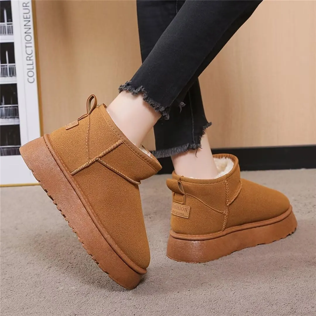 Suede Mini Boots for Women Platform Suede Winter Ankle Snow Boots with Fur Lined Anti-Slip Fuzzy Classic Shoes