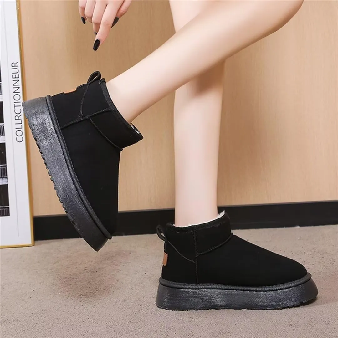 Suede Mini Boots for Women Platform Suede Winter Ankle Snow Boots with Fur Lined Anti-Slip Fuzzy Classic Shoes