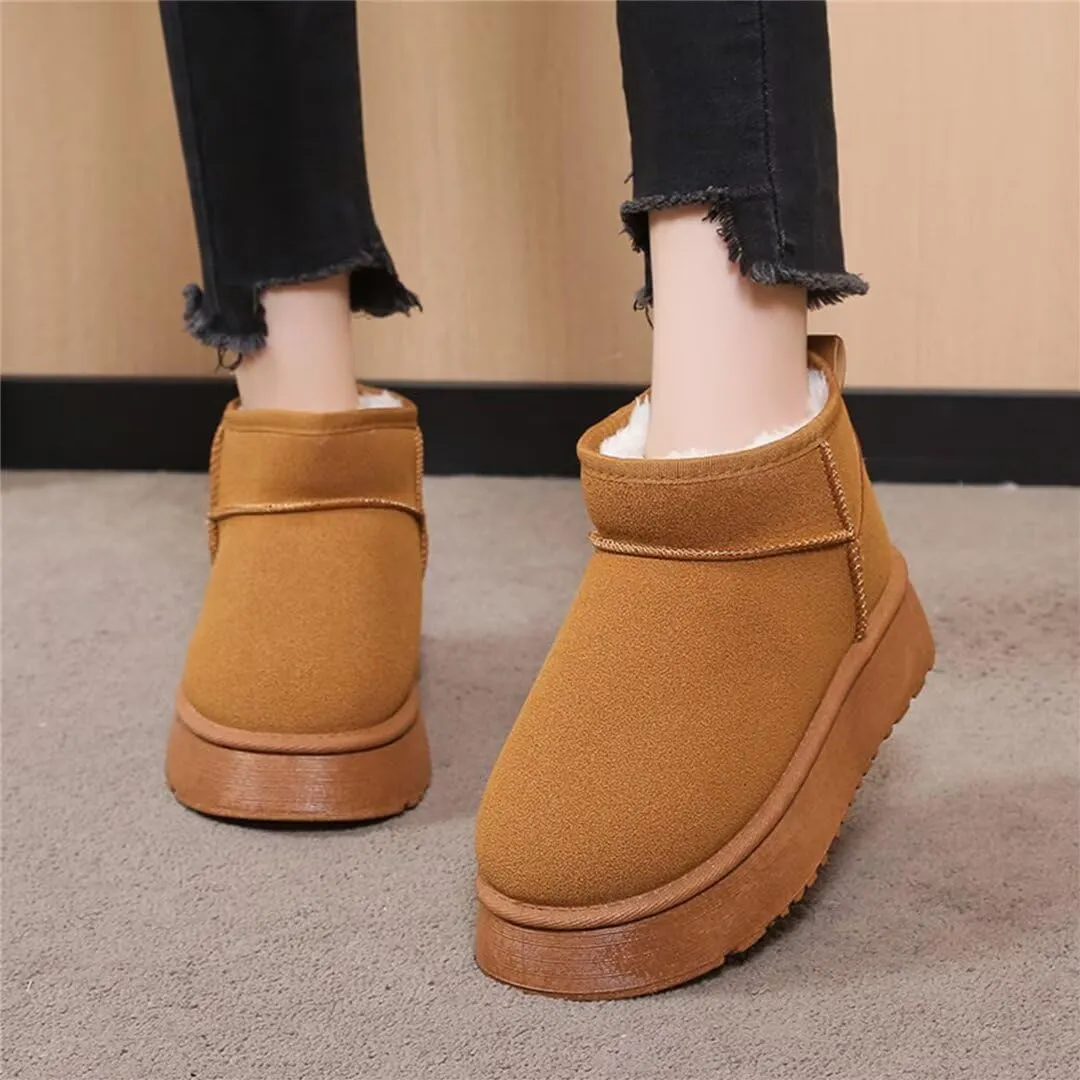 Suede Mini Boots for Women Platform Suede Winter Ankle Snow Boots with Fur Lined Anti-Slip Fuzzy Classic Shoes