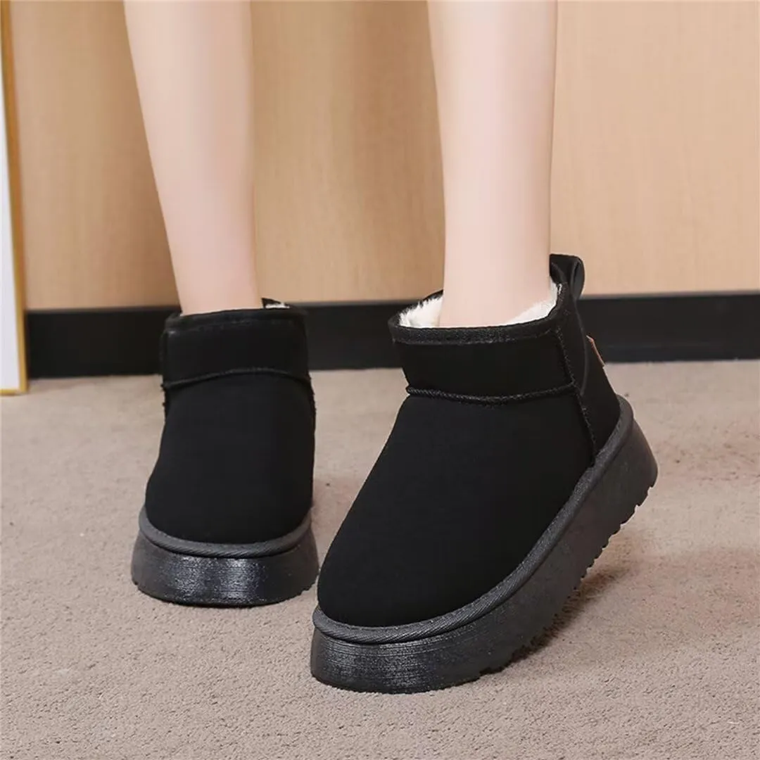 Suede Mini Boots for Women Platform Suede Winter Ankle Snow Boots with Fur Lined Anti-Slip Fuzzy Classic Shoes