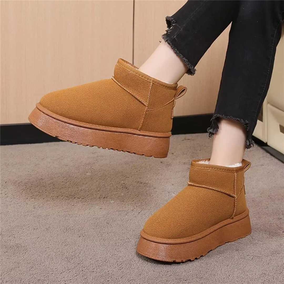 Suede Mini Boots for Women Platform Suede Winter Ankle Snow Boots with Fur Lined Anti-Slip Fuzzy Classic Shoes