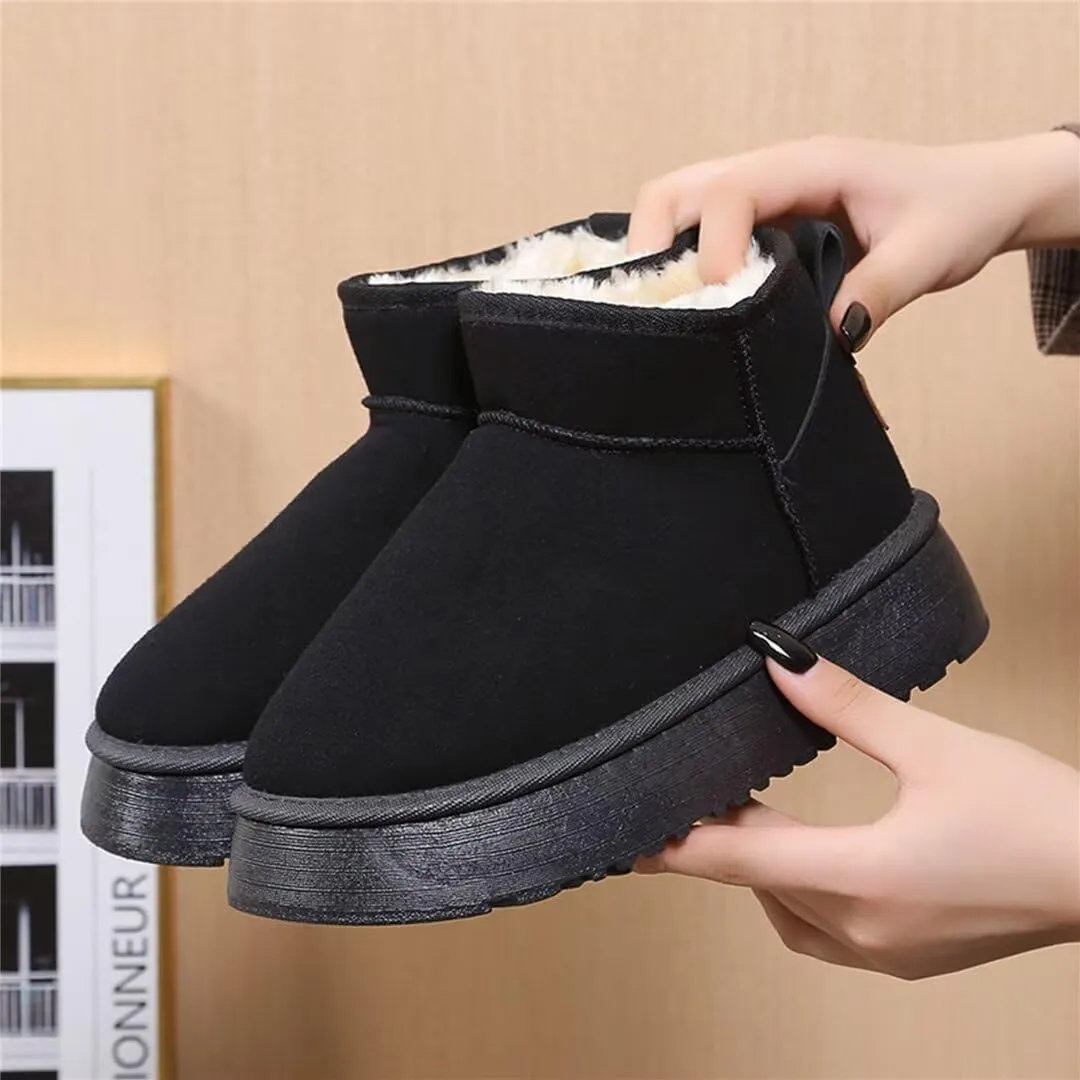 Suede Mini Boots for Women Platform Suede Winter Ankle Snow Boots with Fur Lined Anti-Slip Fuzzy Classic Shoes