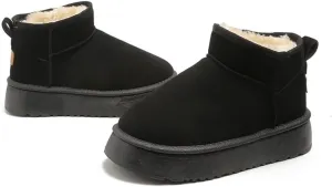 Suede Mini Boots for Women Platform Suede Winter Ankle Snow Boots with Fur Lined Anti-Slip Fuzzy Classic Shoes