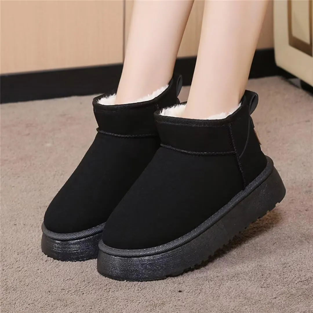 Suede Mini Boots for Women Platform Suede Winter Ankle Snow Boots with Fur Lined Anti-Slip Fuzzy Classic Shoes