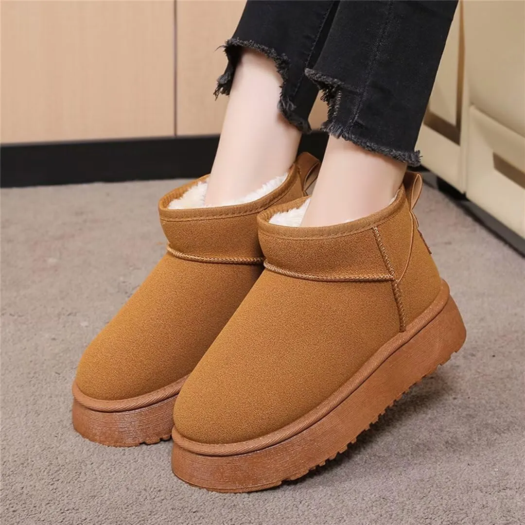 Suede Mini Boots for Women Platform Suede Winter Ankle Snow Boots with Fur Lined Anti-Slip Fuzzy Classic Shoes