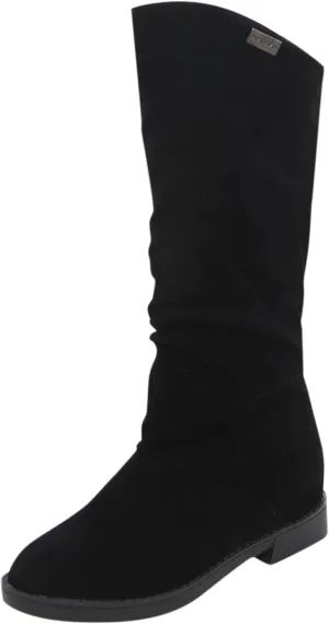 Suede Wide Calf Boots for Women Knee High Boots Soft Winter Autumn MidSolid Warm Boots Classic Footwear (Black, 8.5)