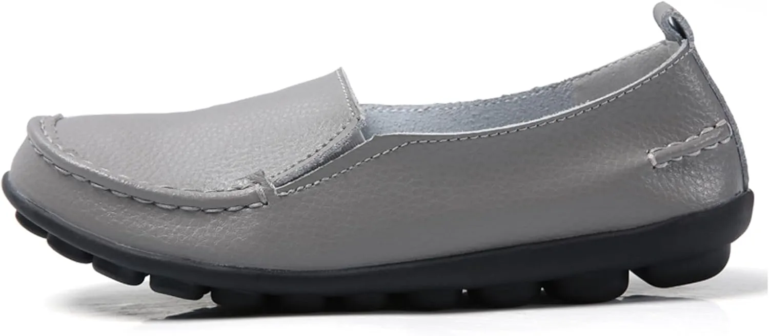 Sunporx Women's Casual Loafers Comfortable Slip on Moccasins Leather Flats Shoes Casual Walking Driving Loafers
