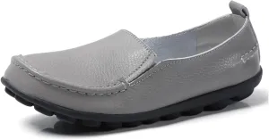Sunporx Women's Casual Loafers Comfortable Slip on Moccasins Leather Flats Shoes Casual Walking Driving Loafers