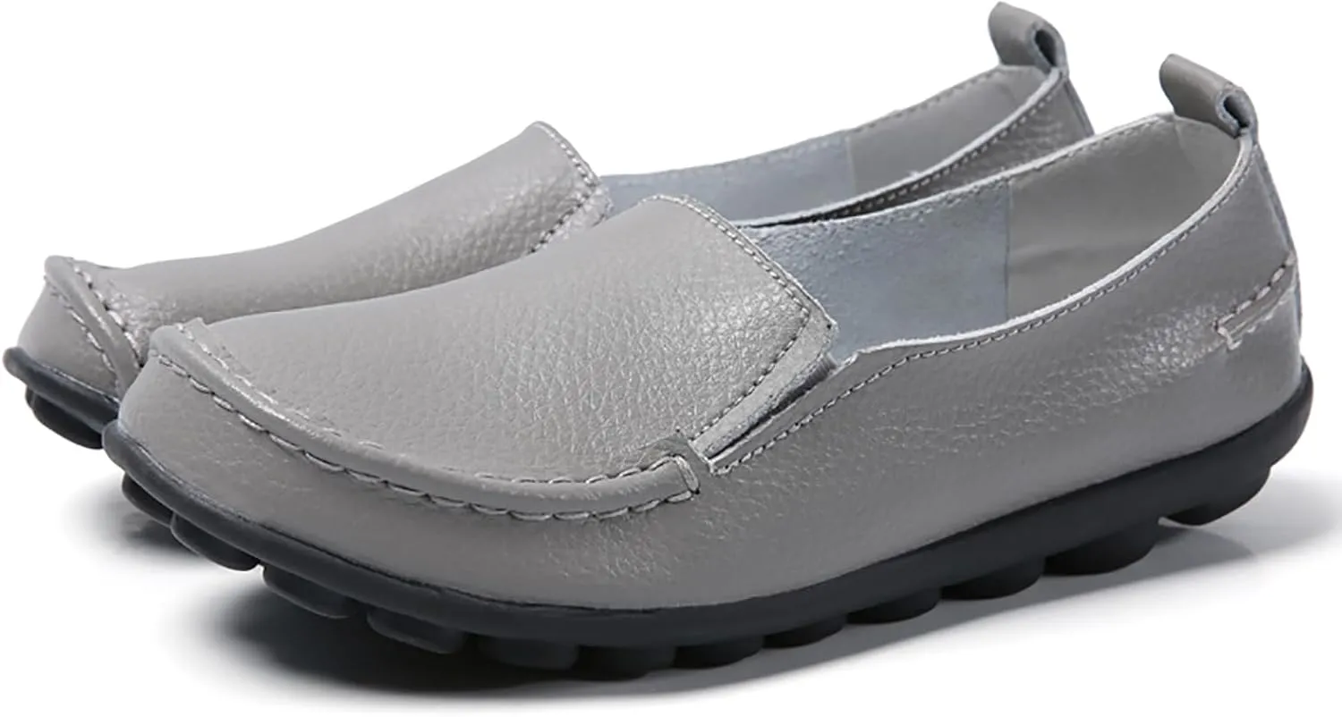 Sunporx Women's Casual Loafers Comfortable Slip on Moccasins Leather Flats Shoes Casual Walking Driving Loafers
