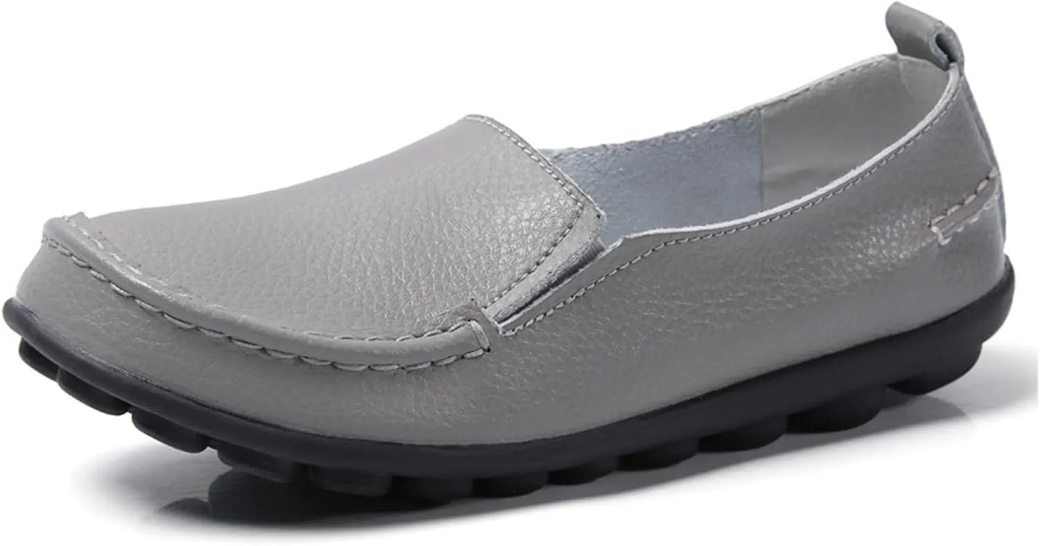 Sunporx Women's Casual Loafers Comfortable Slip on Moccasins Leather Flats Shoes Casual Walking Driving Loafers