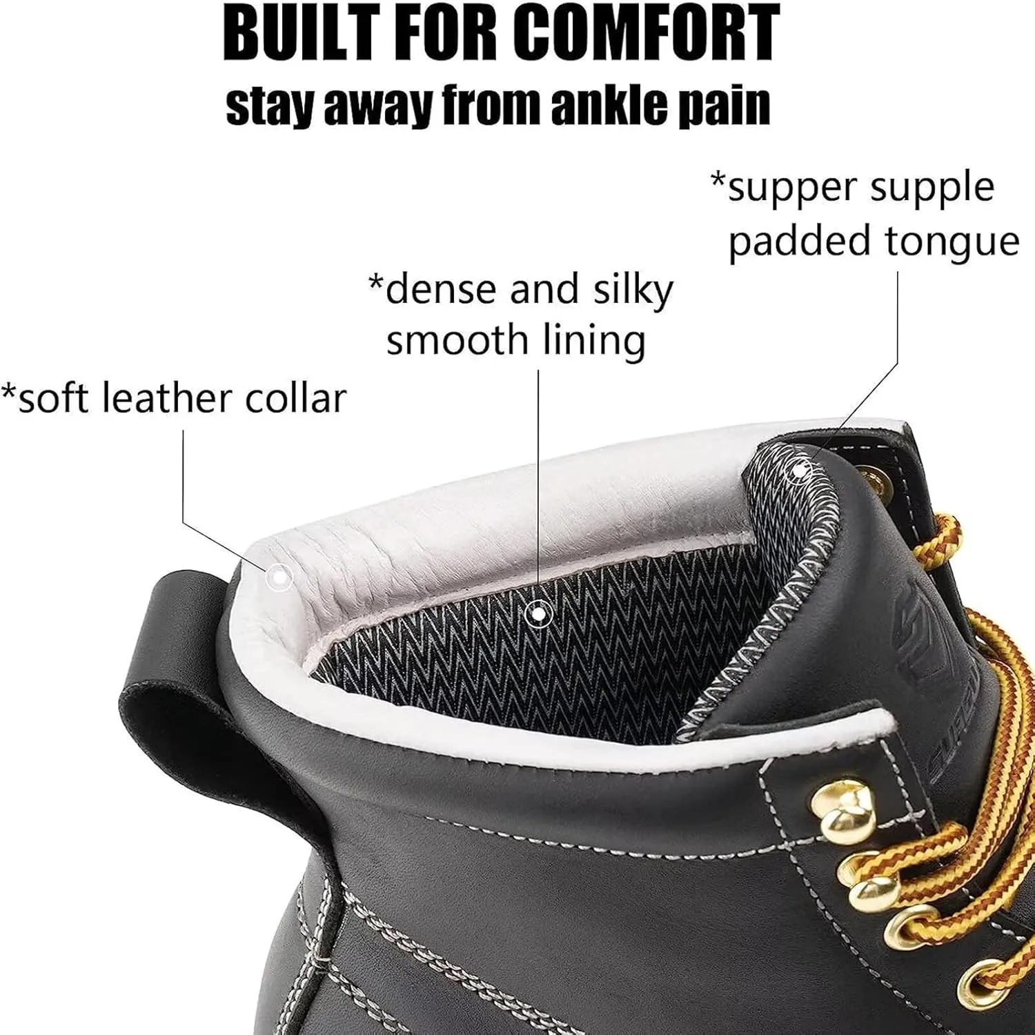 SUREWAY 6 in Mens Soft Toe Work Boots for Men-Full Grain Leather,Goodyear,Non-Slip EH Safety Industial Construction Wedge Moc Toe Work Boots/Shoes