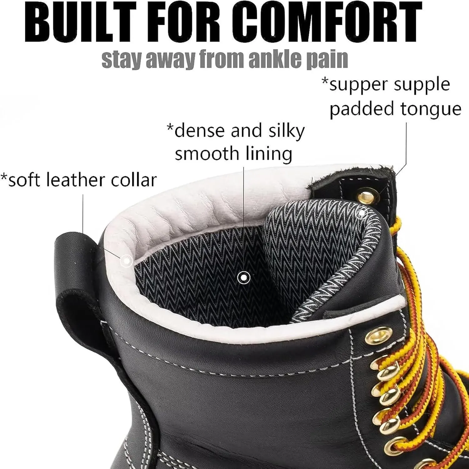 SUREWAY Mens 8 in Wedge Moc Soft/Steel Toe Work Boots for Men,Full-Grain Leather,Goodyear Welt,EH,Safety Industrial Construction Boots/Shoes for Women