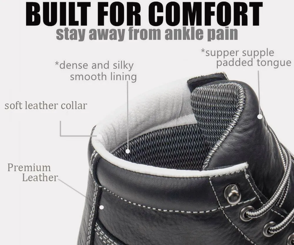 SUREWAY Men's Lightweight Casual Soft Toe Work Boot - Moc Toe, Men's Construction Industry Safety Wedge Work Boot/Shoe - Black, Comfort Insole, Superior Oil/Slip Resistance