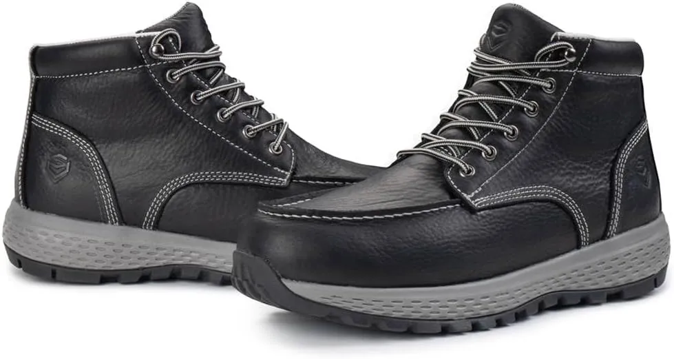 SUREWAY Men's Lightweight Casual Wedge Soft Moc Toe Work Boots,Comfort Insole, Oil/Slip Resistant,Men's Construction Industrial Safety Working Boots/Shoes