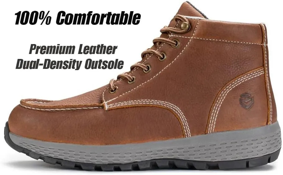 SUREWAY Men's Lightweight Casual Wedge Soft Moc Toe Work Boots,Comfort Insole, Superior Oil/Slip Resistant,Men's Construction Industrial Safety Working Boots/Shoes - Black
