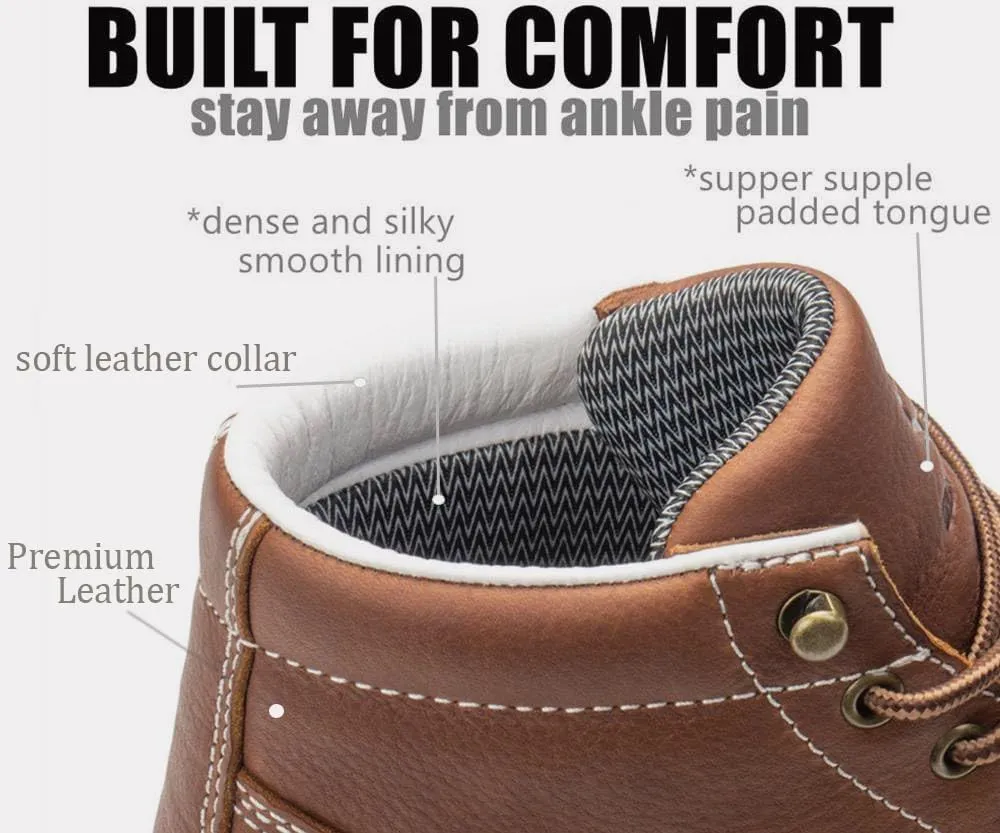 SUREWAY Men's Lightweight Casual Wedge Soft Moc Toe Work Boots,Comfort Insole, Superior Oil/Slip Resistant,Men's Construction Industrial Safety Working Boots/Shoes - Black