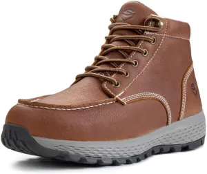 SUREWAY Men's Lightweight Casual Wedge Soft Moc Toe Work Boots,Comfort Insole, Superior Oil/Slip Resistant,Men's Construction Industrial Safety Working Boots/Shoes - Black