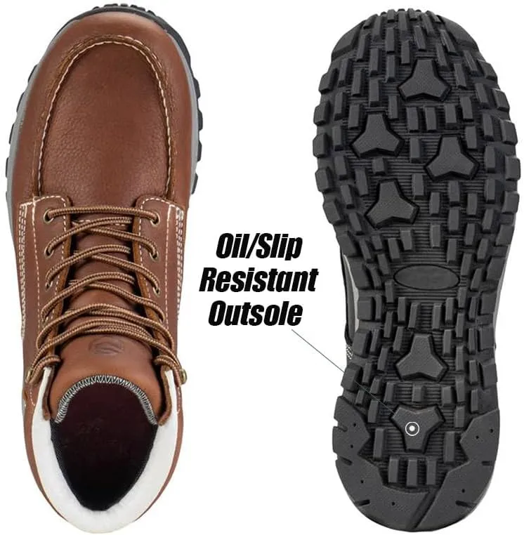 SUREWAY Men's Lightweight Casual Wedge Soft Moc Toe Work Boots,Comfort Insole, Superior Oil/Slip Resistant,Men's Construction Industrial Safety Working Boots/Shoes - Black