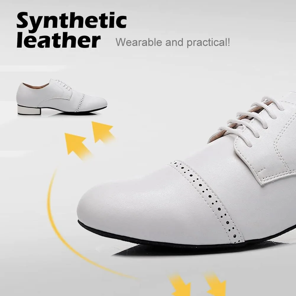 SWDZM Men's Leather Dance Shoes Standard Latin Ballroom Tango Modern Professional Practice Dance Shoes