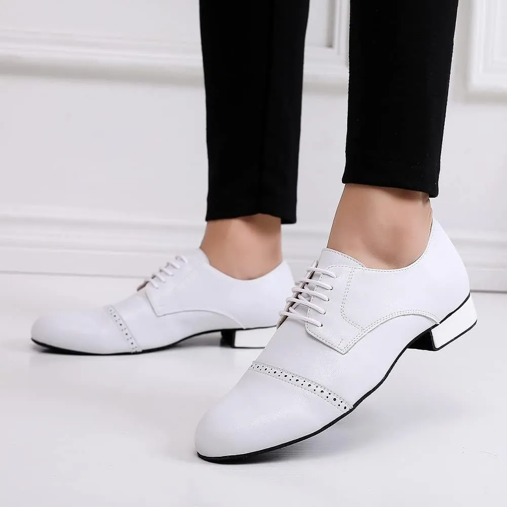 SWDZM Men's Leather Dance Shoes Standard Latin Ballroom Tango Modern Professional Practice Dance Shoes