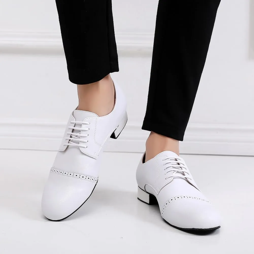 SWDZM Men's Leather Dance Shoes Standard Latin Ballroom Tango Modern Professional Practice Dance Shoes