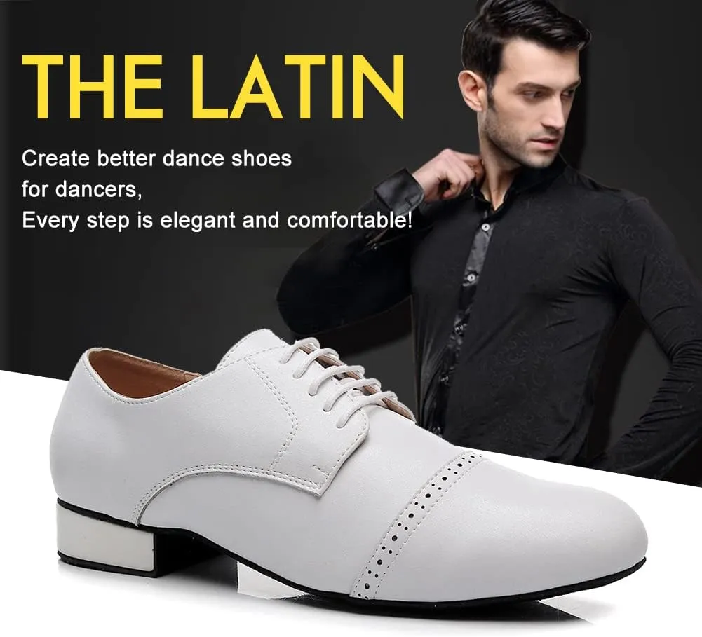 SWDZM Men's Leather Dance Shoes Standard Latin Ballroom Tango Modern Professional Practice Dance Shoes