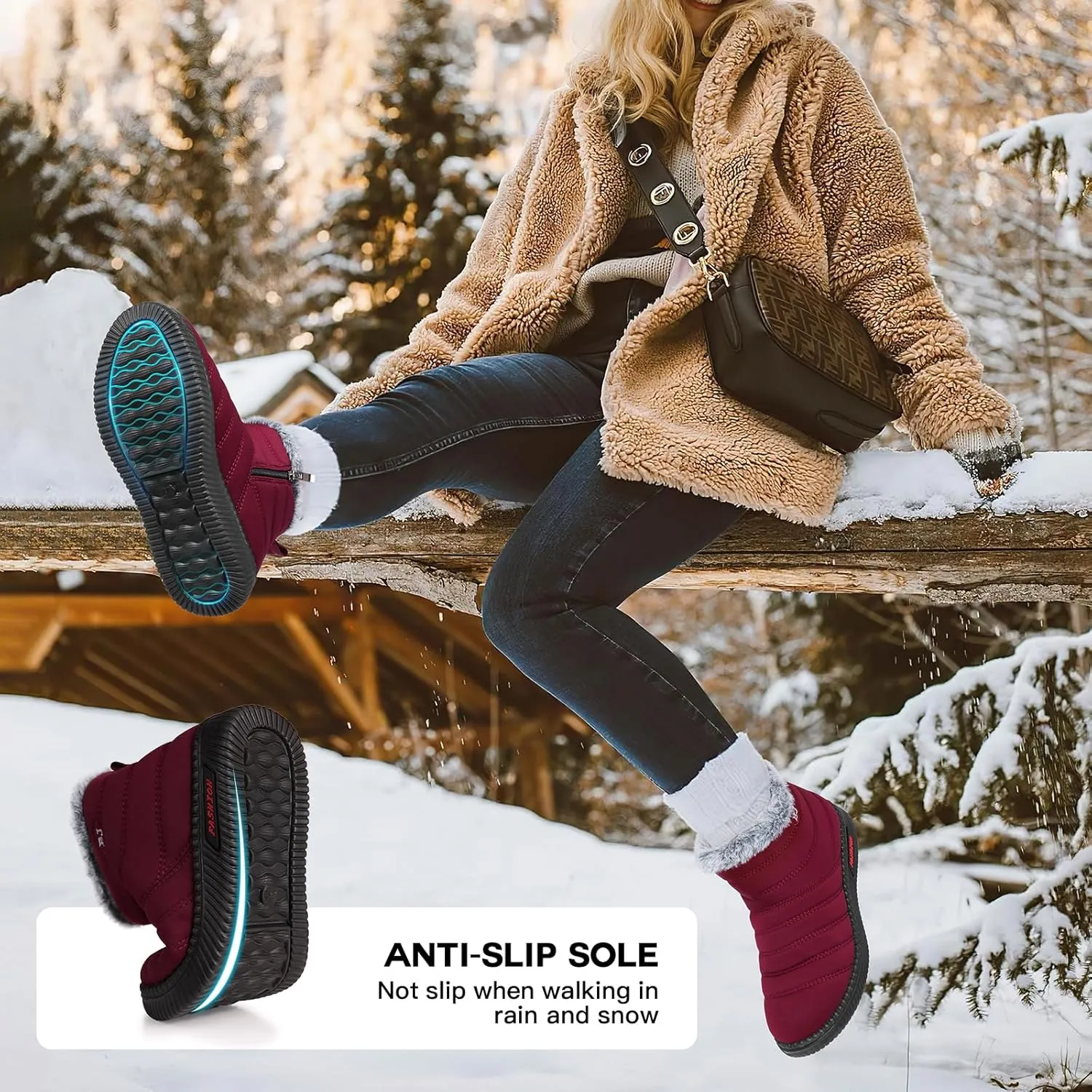 SWQZVT Warm Winter Boots for Women: Fur Lined Snow Booties, Non Slip, Waterproof Insulated, Soft Winter Shoes Comfy Walking Size 5-10.5