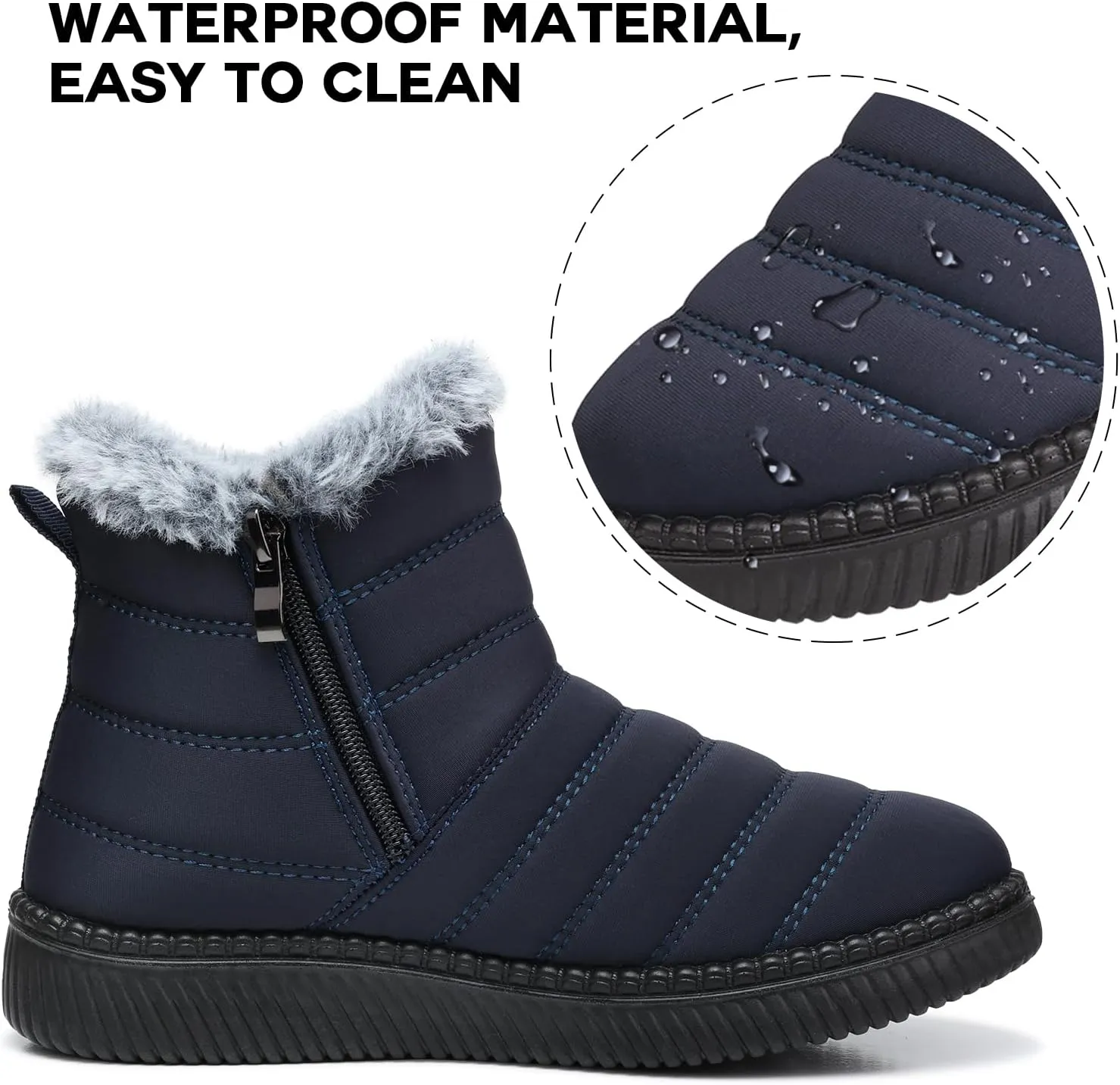 SWQZVT Warm Winter Boots for Women: Fur Lined Snow Booties, Non Slip, Waterproof Insulated, Soft Winter Shoes Comfy Walking Size 5-10.5