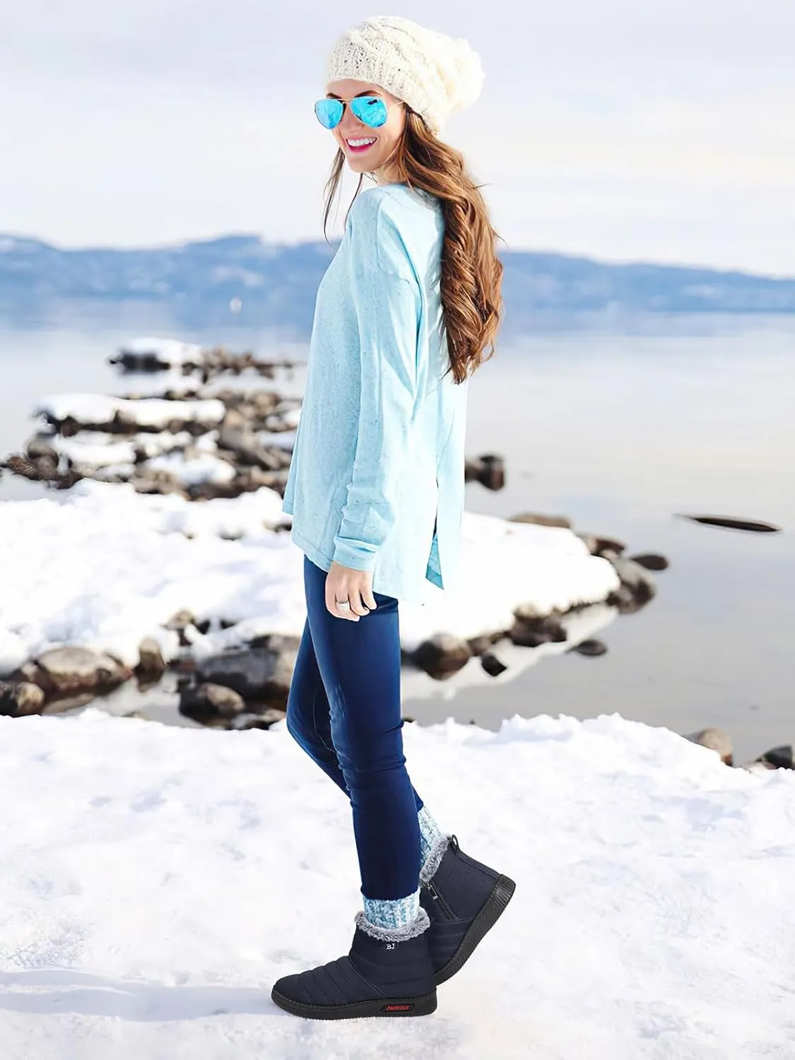 SWQZVT Warm Winter Boots for Women: Fur Lined Snow Booties, Non Slip, Waterproof Insulated, Soft Winter Shoes Comfy Walking Size 5-10.5