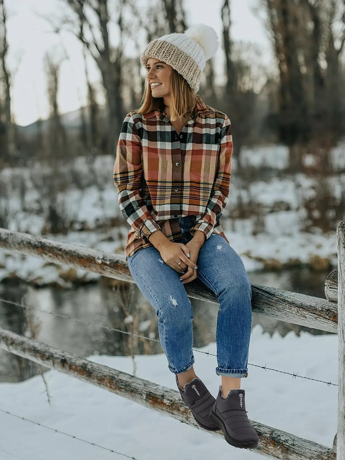 SWQZVT Winter Boots For Women Snow: Non Slip Winter Boot Ankle Outdoor Comfortable Resistant Flat Booties