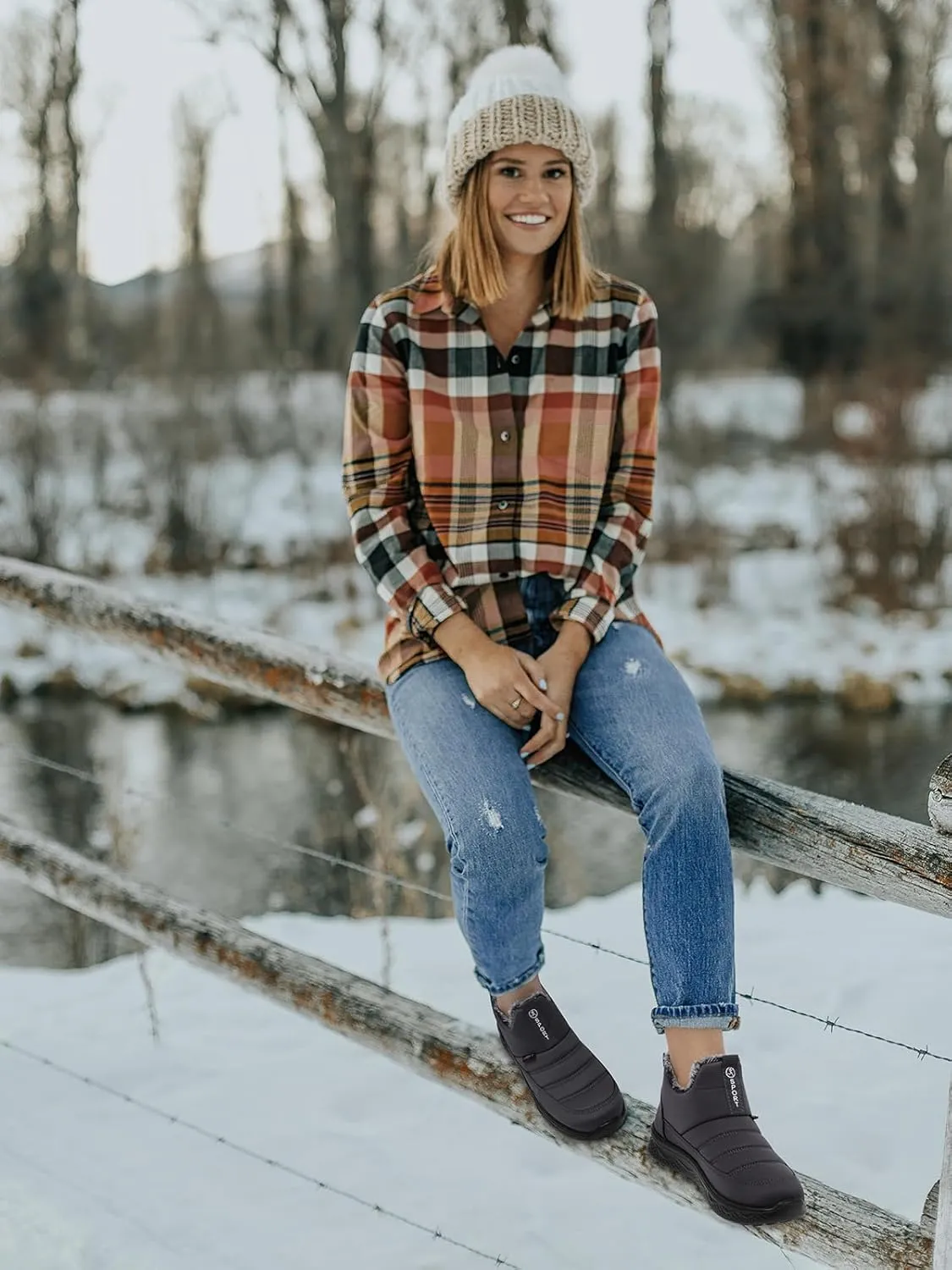 SWQZVT Winter Boots For Women Snow: Non Slip Winter Boot Ankle Outdoor Comfortable Resistant Flat Booties