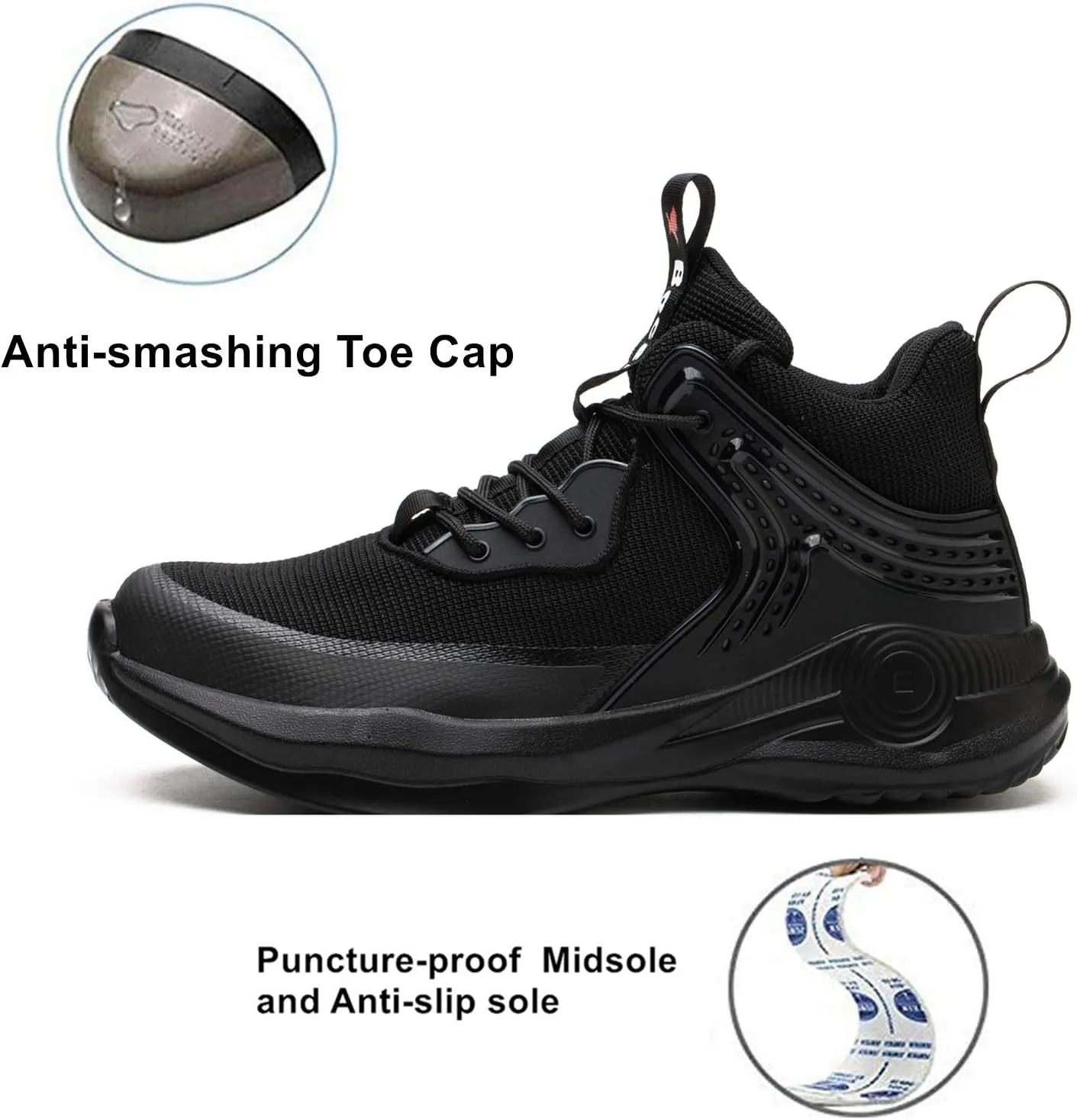 SYLPHID Steel Toe Boots for Men Safety Shoes for Women Work Sneakers Slip Resistant
