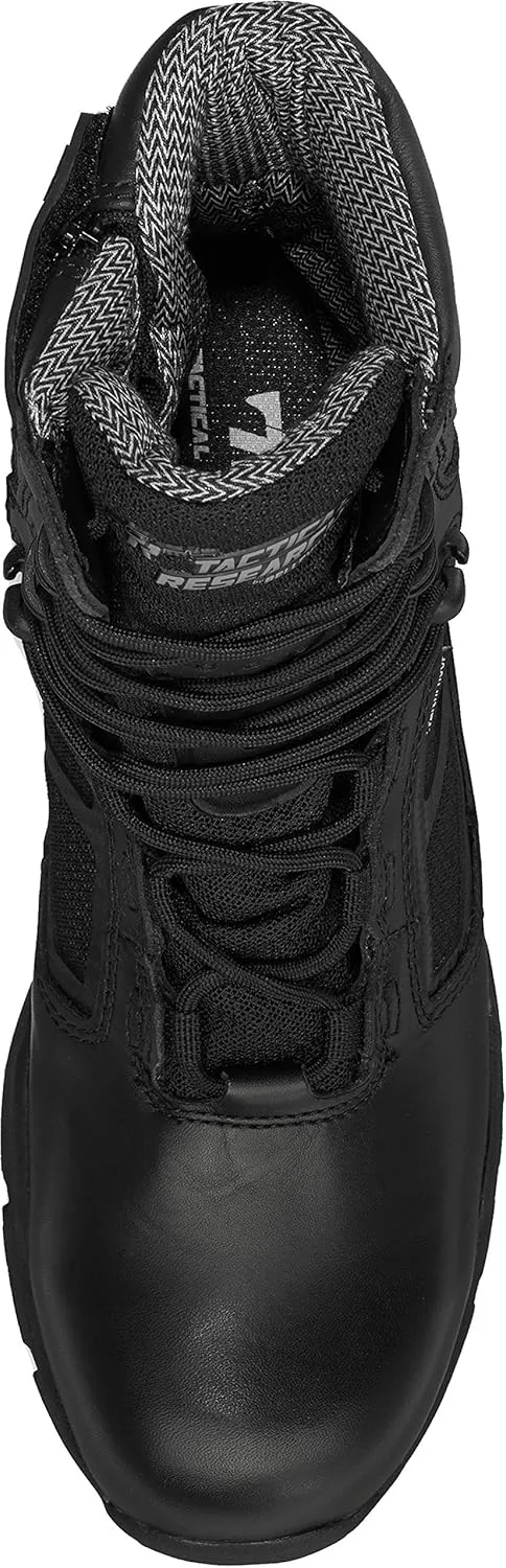Tactical Research Chrome TR998Z WP CT 8” Waterproof Black Tactical Boots for Men with Zipper - Featuring Composite Safety Toe, BBP Membrane, and StreetNav Traction Outsole