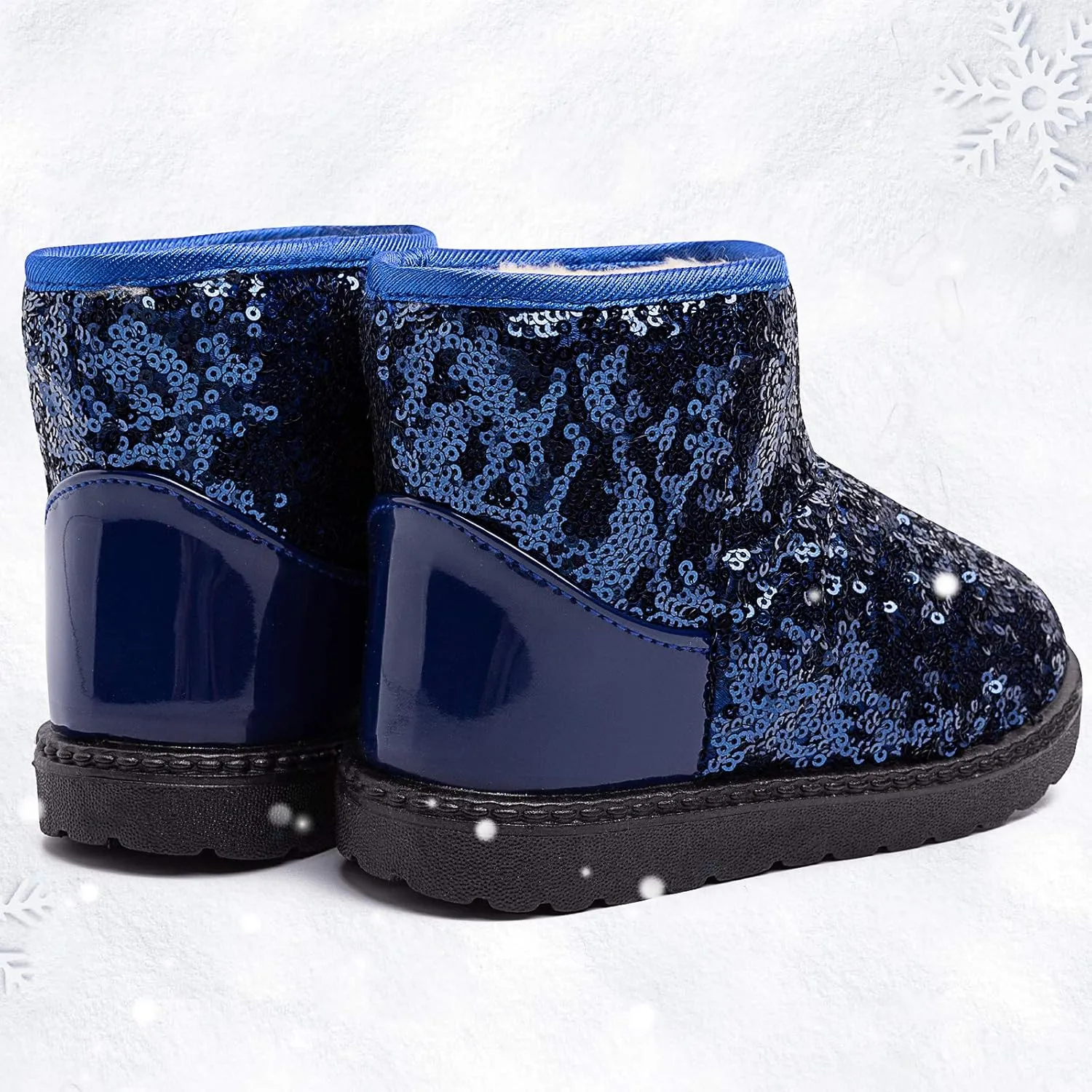 techcity Boys Girls Winter Warm Snow Boots Sequin Fur Lined Waterproof Boot Glitter Princess Outdoor Shoes(Toddler/Little Kid)