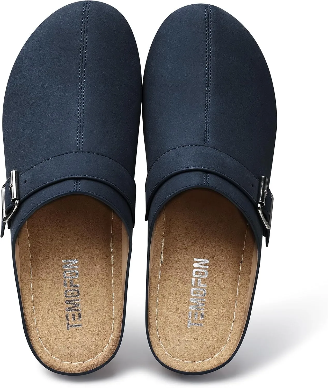 TEMOFON Clogs for Women Slip on Mules: Walking Comfortable, Non Slip, Closed Toe Sandals, Casual Summer Shoes Black Navy Brown Size 5-11