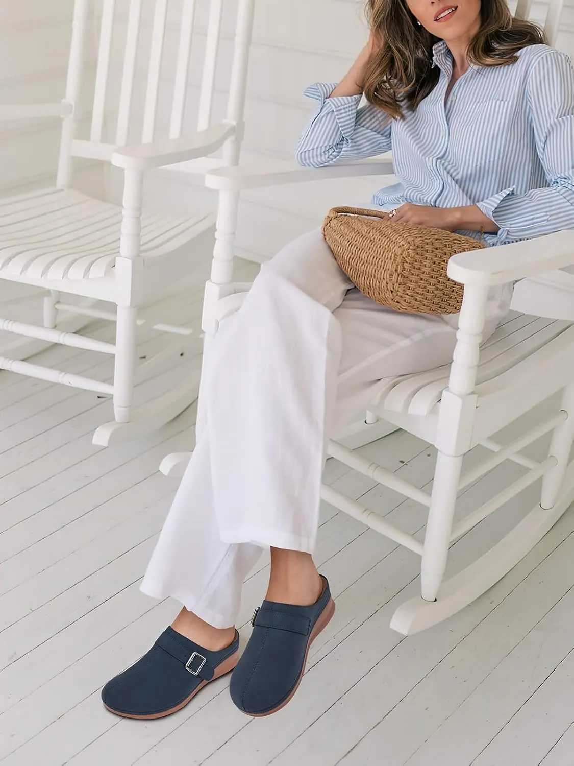TEMOFON Clogs for Women Slip on Mules: Walking Comfortable, Non Slip, Closed Toe Sandals, Casual Summer Shoes Black Navy Brown Size 5-11
